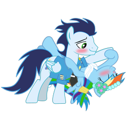 Size: 1875x1657 | Tagged: safe, artist:linormusicbeatpone, derpibooru import, rainbow dash, soarin', pegasus, pony, blushing, dancing, male, shipping, simple background, soarindash, straight, transparent background, vector