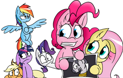 Size: 2000x1276 | Tagged: safe, artist:strangiesleepy, derpibooru import, applejack, fluttershy, pinkie pie, rainbow dash, rarity, twilight sparkle, zecora, earth pony, pegasus, pony, unicorn, zebra