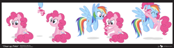 Size: 2260x620 | Tagged: safe, artist:dm29, derpibooru import, pinkie pie, rainbow dash, earth pony, pegasus, pony, comforting, comic, cute, dashabetes, diapinkes, doll, duo, eyes closed, female, flying, frown, heartwarming, hoof hold, hug, julian yeo is trying to murder us, mare, open mouth, plushie, sad, self plushidox, sitting, smiling, spread wings