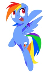 Size: 593x871 | Tagged: safe, artist:30clock, rainbow dash, pegasus, pony, female, happy, looking up, mare, open mouth, raised hoof, simple background, smiling, solo, white background