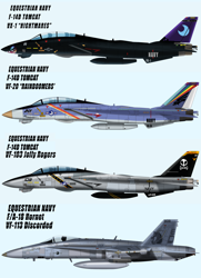 Size: 2000x2756 | Tagged: safe, artist:ruhisu, derpibooru import, discord, nightmare moon, rainbow dash, camouflage, concept, f-14 tomcat, f/a-18 hornet, jet, jet fighter, jolly roger, navy, no pony, obligatory pony, plane, skull, squadron, wip