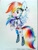 Size: 1536x2048 | Tagged: safe, artist:liaaqila, derpibooru import, rainbow dash, pegasus, pony, awesome, beautiful, bubblegum, clothes, cool, cute, ear piercing, earring, fishnet stockings, food, gum, headband, jacket, jewelry, piercing, rainbowlicious, solo, traditional art