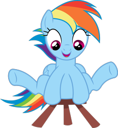 Size: 6000x6531 | Tagged: safe, artist:dasprid, rainbow dash, pegasus, pony, testing testing 1-2-3, absurd resolution, cute, dashabetes, simple background, solo, stool, stooldash, transparent background, vector