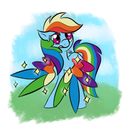 Size: 500x500 | Tagged: safe, artist:sallindaemon, derpibooru import, rainbow dash, pegasus, pony, colored wings, multicolored wings, solo