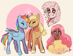 Size: 800x619 | Tagged: safe, artist:sutexii, derpibooru import, applejack, fluttershy, pinkie pie, rainbow dash, human, pony, appledash, clothes, dark skin, female, humanized, lesbian, mare, shipping, sweater, sweatershy