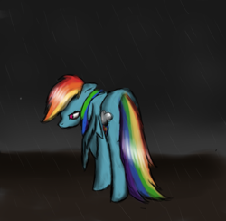 Size: 788x769 | Tagged: safe, artist:aksipl, rainbow dash, pegasus, pony, dark, rain, solo