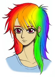 Size: 452x631 | Tagged: safe, artist:asdf314159265, rainbow dash, human, humanized, solo