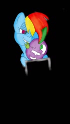 Size: 450x800 | Tagged: safe, artist:steadfast hoof, derpibooru import, rainbow dash, spike, dragon, pegasus, pony, caught, computer, daily doodle spikedash prompt, ear bite, female, male, mare, nom, rainbowspike, shipping, straight