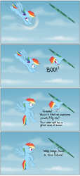 Size: 850x1868 | Tagged: safe, artist:vanillaghosties, derpibooru import, rainbow dash, pegasus, pony, and that's how equestria was unmade, comic, filly, now you fucked up, self ponidox, this will end in timeline distortion, time paradox