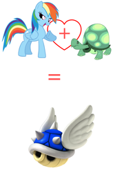 Size: 1000x1500 | Tagged: safe, rainbow dash, tank, pegasus, pony, blue shell, implied bestiality, meme, mind blown, offspring, things breeding that should not breed