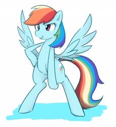 Size: 2463x2686 | Tagged: safe, artist:akainu_pony, derpibooru import, rainbow dash, pegasus, pony, bipedal, simple background, solo