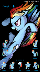 Size: 720x1280 | Tagged: safe, derpibooru import, screencap, rainbow dash, pegasus, pony, android, homescreen, phone, phone wallpaper