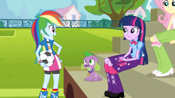 Size: 1366x768 | Tagged: safe, screencap, fluttershy, rainbow dash, twilight sparkle, equestria girls, clothes, skirt