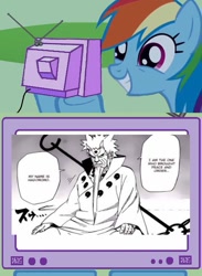 Size: 563x771 | Tagged: safe, rainbow dash, pegasus, pony, exploitable meme, meme, naruto, obligatory pony, ootsutsuki hagoromo, sage of the six paths, tv meme