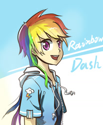 Size: 1240x1499 | Tagged: safe, artist:yisu, rainbow dash, human, humanized, pixiv, solo