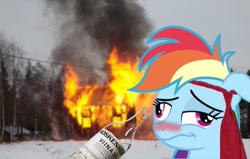 Size: 637x406 | Tagged: safe, edit, rainbow dash, pegasus, pony, alcohol, booze, dashaholic, drunk, drunker dash, fire, solo