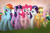 Size: 5175x3375 | Tagged: safe, artist:drawponies, derpibooru import, applejack, fluttershy, pinkie pie, rainbow dash, rarity, twilight sparkle, twilight sparkle (alicorn), alicorn, earth pony, pegasus, pony, unicorn, absurd resolution, cowboy hat, cute, dashabetes, diapinkes, freckles, group, hat, jackabetes, mane six, open mouth, raised hoof, raribetes, shyabetes, stetson, twiabetes