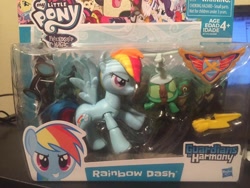 Size: 960x720 | Tagged: safe, derpibooru import, rainbow dash, tank, grin, guardians of harmony, irl, photo, smiling, smirk, toy