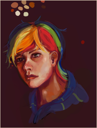 Size: 900x1185 | Tagged: safe, artist:skoparov, rainbow dash, human, humanized, solo