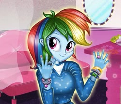 Size: 411x352 | Tagged: safe, derpibooru import, rainbow dash, equestria girls, flash game, nail polish, rainbow dash always dresses in style