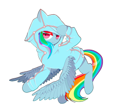 Size: 788x690 | Tagged: safe, artist:cosmichat, rainbow dash, pegasus, pony, clothes, hoodie, simple background, solo, transparent background