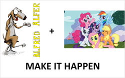 Size: 1506x944 | Tagged: safe, derpibooru import, applejack, fluttershy, pinkie pie, rainbow dash, rarity, twilight sparkle, earth pony, pegasus, pony, unicorn, alfred alfer, cigarette, emily youcis, exploitable meme, make it happen