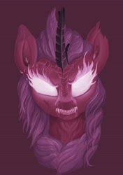 Size: 4169x5906 | Tagged: safe, artist:kozachokzrotom, ghoul, kirin, nirik, fallout equestria, absurd resolution, angry, dark background, female, glowing eyes, looking at you, sharp teeth, simple background, solo, teeth