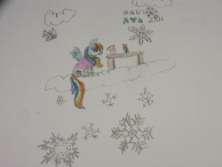 Size: 4608x3456 | Tagged: safe, artist:blackstriped, derpibooru import, rainbow dash, pegasus, pony, absurd resolution, newbie artist training grounds, solo, traditional art