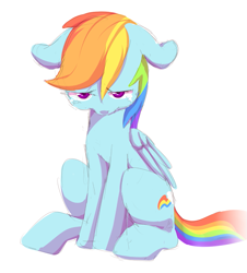 Size: 813x900 | Tagged: safe, artist:sion, rainbow dash, pegasus, pony, crying, pixiv, sad, solo