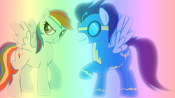 Size: 1024x576 | Tagged: safe, artist:ilovecreativity14, rainbow dash, soarin', pegasus, pony, female, male, shipping, soarindash, straight