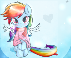 Size: 2200x1800 | Tagged: safe, artist:kyodashiro, rainbow dash, pegasus, pony, anatomically incorrect, clothes, incorrect leg anatomy, scarf, solo, sweater