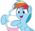 Size: 3329x3023 | Tagged: safe, artist:rdibp, derpibooru import, rainbow dash, pegasus, pony, 28 pranks later, cute, female, food, hooves, ice cream, mare, open mouth, simple background, solo, trace, vector, white background, wings