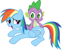Size: 3557x2872 | Tagged: safe, artist:porygon2z, rainbow dash, spike, dragon, pegasus, pony, spike at your service, back scratching, female, male, rainbowspike, scratching, shipping, simple background, straight, transparent background, vector