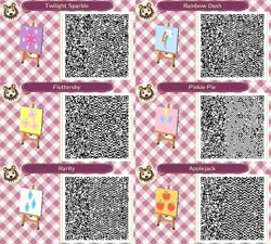 Size: 800x720 | Tagged: safe, derpibooru import, applejack, fluttershy, pinkie pie, rainbow dash, rarity, twilight sparkle, 3ds, animal crossing, cutie mark, no pony, qr code