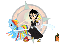 Size: 1584x1224 | Tagged: safe, artist:dragon-fangx, derpibooru import, rainbow dash, pegasus, pony, angry birds, anime, bleach (manga), crossover, kuchiki rukia, red angry bird