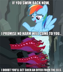 Size: 640x720 | Tagged: safe, edit, edited screencap, screencap, rainbow dash, pegasus, pony, quarray eel, may the best pet win, image macro, meme, the princess bride