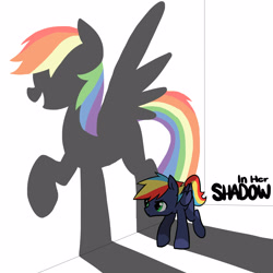 Size: 4000x4000 | Tagged: safe, artist:kianamai, rainbow dash, oc, oc:prism bolt, pegasus, pony, colt, fanfic art, fanfic cover, kilalaverse, male, next generation, offspring, parent:rainbow dash, parent:soarin', parents:soarindash, shadow, simple background, white background