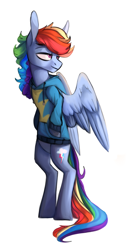 Size: 1272x2320 | Tagged: safe, artist:etalir, derpibooru import, rainbow dash, pegasus, pony, bipedal, clothes, solo, sweater, wonderbolts uniform