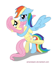 Size: 1952x2414 | Tagged: safe, artist:amandaam, fluttershy, rainbow dash, pegasus, pony, female, flutterdash, lesbian, shipping