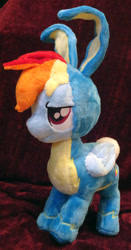 Size: 2358x4488 | Tagged: safe, artist:cryptic-enigma, derpibooru import, rainbow dash, absurd resolution, bunny costume, bunny ears, clothes, commission, irl, photo, plushie, wonderbolts uniform