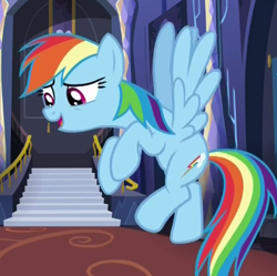 Size: 369x368 | Tagged: safe, derpibooru import, screencap, rainbow dash, pegasus, pony, every little thing she does, cute, flying, solo