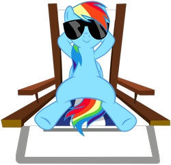 Size: 3750x3630 | Tagged: safe, artist:linormusicbeatpone, derpibooru import, rainbow dash, pegasus, pony, every little thing she does, chillaxing, featureless crotch, lying, on back, simple background, solo, sunglasses, transparent background, vector