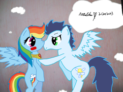 Size: 1024x768 | Tagged: safe, artist:alexanderhunt88, rainbow dash, soarin', pegasus, pony, female, male, shipping, soarindash, straight