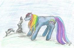 Size: 887x583 | Tagged: safe, artist:roogna, rainbow dash, rainbow dash (g3), g3, traditional art