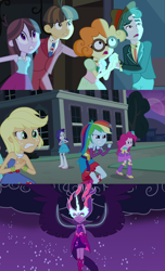 Size: 2550x4200 | Tagged: safe, derpibooru import, edit, edited screencap, screencap, applejack, midnight sparkle, pinkie pie, rainbow dash, rarity, sci-twi, scott green, scribble dee, twilight sparkle, velvet sky, wiz kid, equestria girls, equestria girls (movie), boots, fall formal outfits, high heel boots