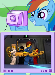 Size: 438x600 | Tagged: safe, rainbow dash, pegasus, pony, cole brookstone, exploitable meme, jay walker, kai smith, lego, lego ninjago masters of spinjitsu, meme, ninjago, obligatory pony, tv meme, zane julien