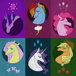 Size: 1400x1400 | Tagged: safe, artist:kiriska, derpibooru import, applejack, fluttershy, pinkie pie, rainbow dash, rarity, twilight sparkle, earth pony, pegasus, pony, unicorn, mane six