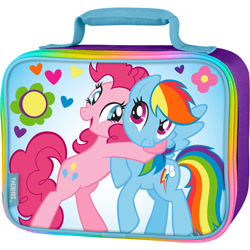 Size: 1000x1000 | Tagged: safe, derpibooru import, pinkie pie, rainbow dash, earth pony, pegasus, pony, bag, hug, lunchbox, merchandise, toys r us