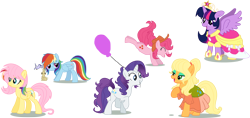 Size: 1500x706 | Tagged: safe, artist:schnuffitrunks, derpibooru import, applejack, fluttershy, pinkie pie, rainbow dash, rarity, twilight sparkle, twilight sparkle (alicorn), alicorn, earth pony, pegasus, pony, unicorn, magical mystery cure, alternate hairstyle, big crown thingy, country pie, element of magic, female, mare, personality swap, pinkity, role reversal, swapped cutie marks, vector