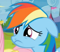 Size: 654x562 | Tagged: safe, screencap, rainbow dash, pegasus, pony, trade ya, floppy ears, frown, sad